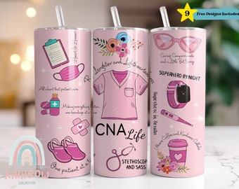 CNA Life Tumbler Wrap, Nurse Tumbler Wrap, Nurse Wrap PNG, Sublimation Design, Digital Download, Skinny 20oz Wrap