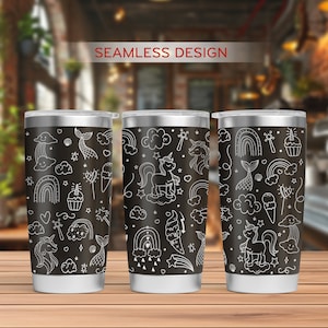 Unicorn Tumbler Laser Svg, Mermaid 20oz Tumbler Full Wrap Laser Svg, Rainbow Laser Engraved Svg, Tumbler Laser File, Laser Svg For Tumbler