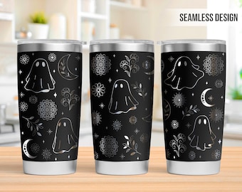 Halloween Tumbler Laser Svg, Upiorny Duch 20oz Tumbler Full Wrap Laser Svg, Grawerowany Laserowo Svg, Plik Tumbler Laser, Laser Svg Do Tumblera