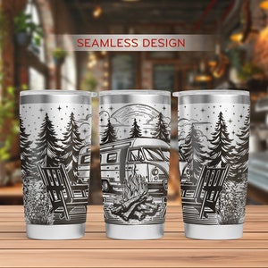 Camping Tumbler Laser Svg, Camping Life 20oz Tumbler Full Wrap Laser Svg, Laser Engraved Svg, Tumbler Laser File, Laser Svg For Tumbler