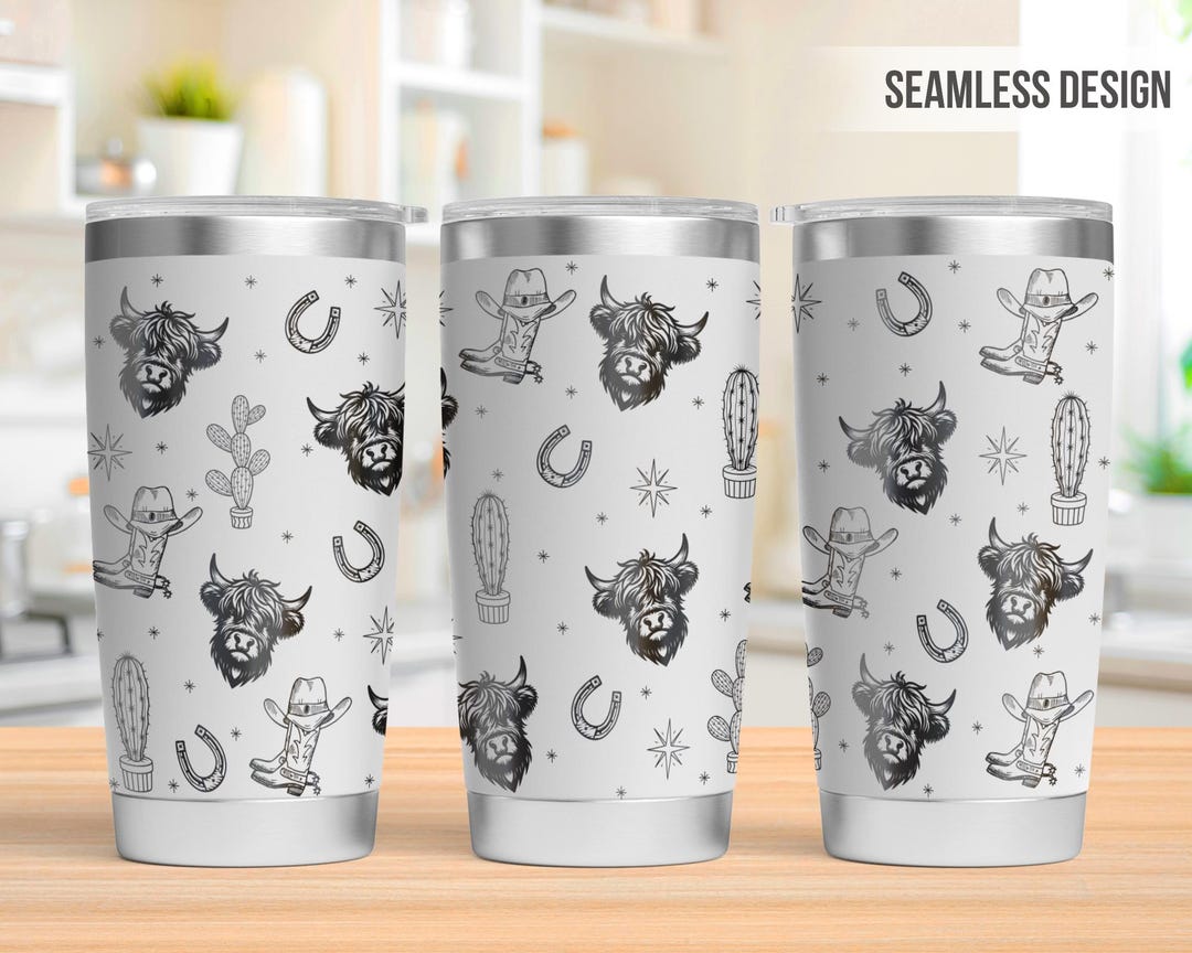 Highland Cow Tumbler Laser Engraving Wrap, Western Tumbler Wrap Svg ...