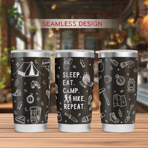 Hiking Tumbler Laser Svg, Camping 20oz Tumbler Full Wrap Laser Svg, Laser Engraved Svg, Tumbler Laser File, Laser Svg For Tumbler