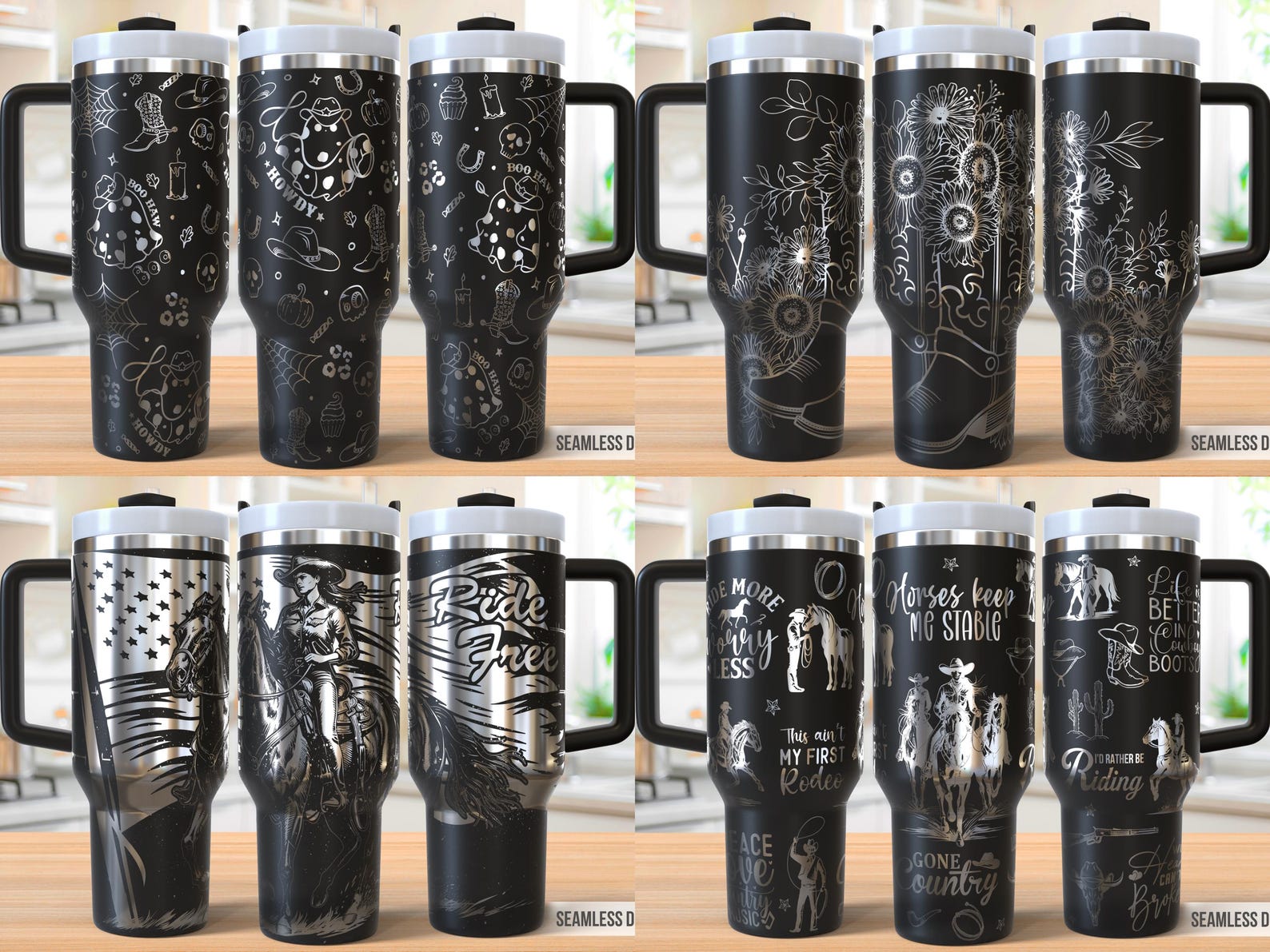 Western Cowboy Tumbler Laser Svg Bundle, Cowgirl 40oz Tumbler Full Wrap ...