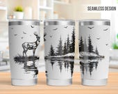 Deer Hunting 20oz Tumbler Laser Engraving Wrap, Buck Hunting Tumbler Wrap Svg, Laser Engraved Svg, Laser Engraving Svg, SVG For Laser Rotary