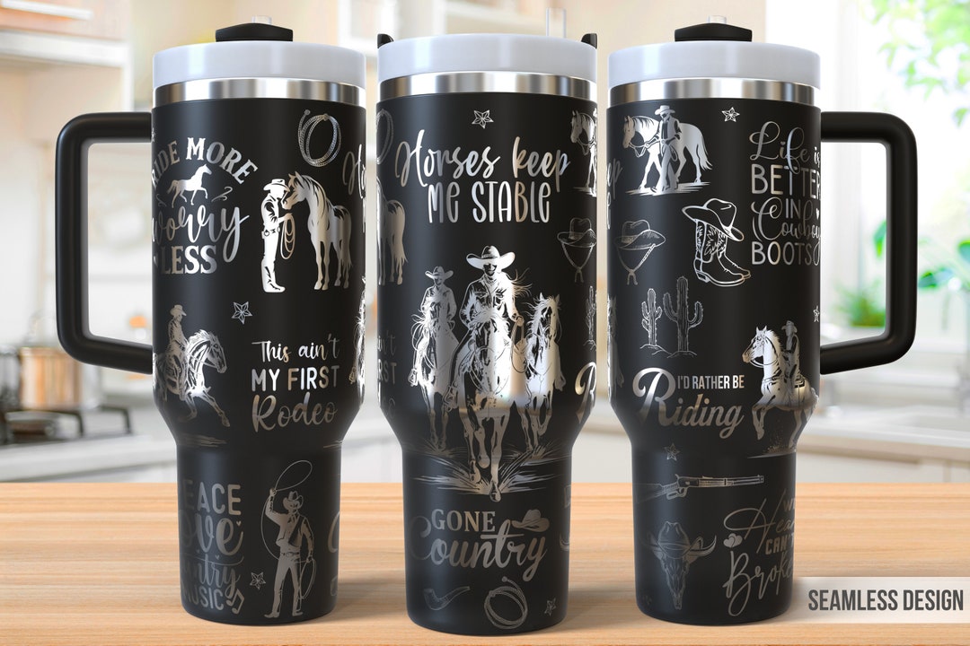 Rodeo 40oz Tumbler Laser Engraving Wrap, Western Tumbler Wrap Svg ...