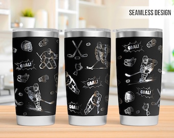 Hockey Tumbler Laser Svg, Hockey 20oz Tumbler Full Wrap Laser Svg, Seamless Laser Engraved Svg, Tumbler Laser File, Laser Svg Tumbler