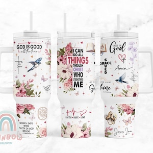 Envoltura para vaso de 40 oz con frases de fe, envoltura para vaso de 40 oz cristiana, envoltura religiosa PNG, envoltura para vaso con fe, diseño de sublimación, descarga digital