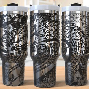 Japanese Dragon 40oz Tumbler Laser Engraving Wrap, Dragon Tumbler Wrap Svg, 40oz Laser Engraved Svg,Laser Engraving Svg,SVG For Laser Rotary