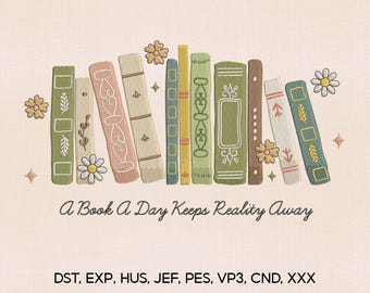 5 Sizes Bookworms Embroidery Design, Good Day to Read a Book Embroidery Design, Booktok Embroidery Design, Embroidery Machines File