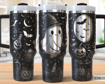 Spooky Ghost Tumbler Laser Svg, Halloween 40oz Tumbler Full Wrap Laser Svg, Laser Engraved Svg, Laser Engraving Svg,SVG For Laser Rotary