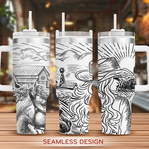 Cowgirl 40oz Tumbler Laser Engraving Wrap, Western Tumbler Wrap Svg, 40oz Laser Engraved Svg,Laser Engraving Svg,SVG For Laser Rotary
