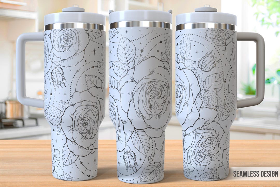 Boho Rose 40oz Tumbler Laser Engraving Wrap, Rose Tumbler Wrap Svg ...