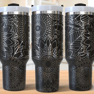 Mandala 40oz Tumbler Svg, Mandala Tumbler Laser Svg, 40oz Tumbler Full Wrap Laser Svg, Laser Engraved Svg, Tumbler Laser File