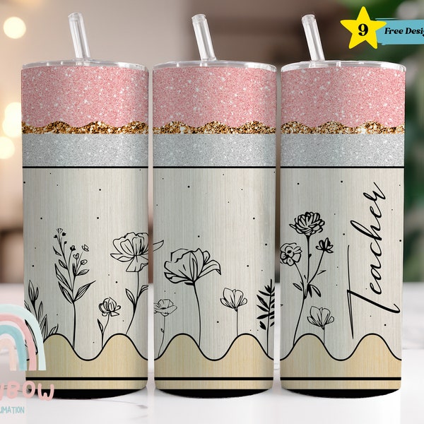 Pencil Case Tumbler Wrap, Teacher Tumbler Wrap,  Tumbler for Teacher, Design Download, Skinny 20oz Tumbler