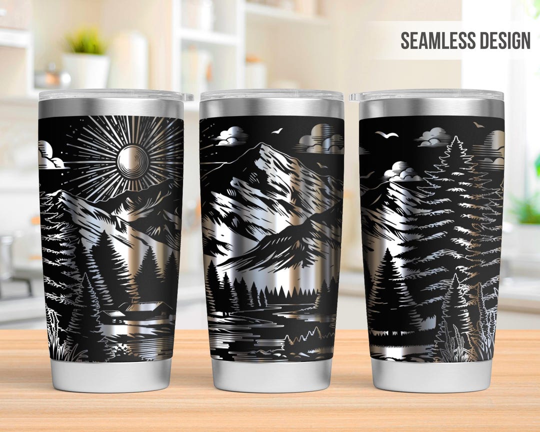 Mountain Tumbler Laser Svg, Nature 20oz Tumbler Full Wrap Laser Svg ...