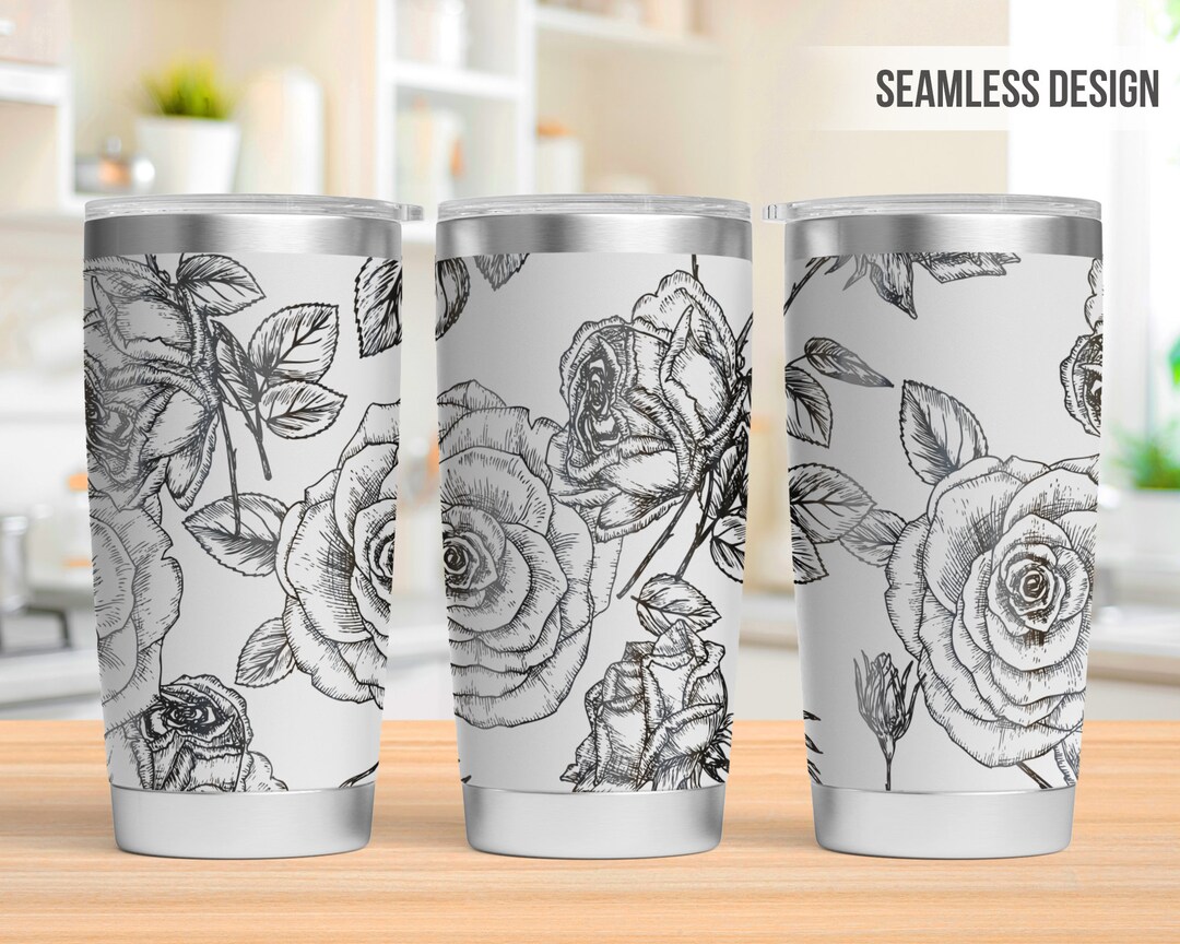 Vintage Rose Tumbler Laser Svg, Rose 20oz Tumbler Full Wrap Laser Svg ...