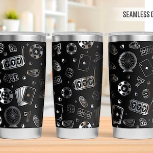 Casino 20oz Tumbler Laser Engraving Wrap, Casino Tumbler Wrap Svg, Poker Laser Engraved Svg, Laser Engraving Svg, SVG For Laser Rotary