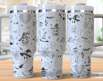 Spooky Ghost Tumbler Laser Svg, Halloween 40oz Tumbler Full Wrap Laser Svg, Laser Engraved Svg, Laser Engraving Svg,SVG For Laser Rotary