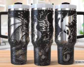 Fantasy Dragon 40oz Tumbler Laser Engraving Wrap, Dragon Tumbler Wrap Svg, 40oz Laser Engraved Svg, Laser Engraving Svg,SVG For Laser Rotary