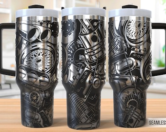Gearhead 40oz Tumbler lasergravure wrap, automotor Tumbler Laser svg, 40oz laser gegraveerde Svg, lasergravure Svg, SVG voor roterende laser