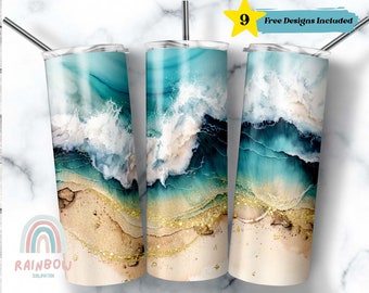 Sand Beach Tumbler Wrap, Beach Lover Tumbler Design, Sublimation Tumbler, Design Download - Skinny 20oz Tumbler Wrap