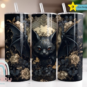 Black Bat Tumbler Wrap, Halloween Tumbler Wrap, Sublimation Tumbler, Design Download,Skinny 20oz Tumbler Wrap