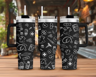 Nurse Tumbler Laser Svg, Nurse 40oz Tumbler Full Wrap Laser Svg, Seamless Laser Engraved Svg, Tumbler Laser File, Laser Svg For Tumbler