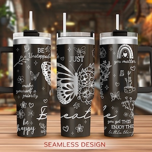 Just Breathe Tumbler Laser Svg, Positive Affirmation 40oz Tumbler, Full Wrap Laser Svg, Laser Engraved Svg, Laser Svg For Tumbler