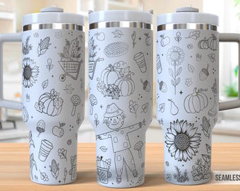 Fall Season Tumbler Laser Svg, Sunflower Scarecow 40oz Tumbler Full Wrap Laser Svg, Laser Engraved Svg, Tumbler Laser File,Laser Svg Tumbler