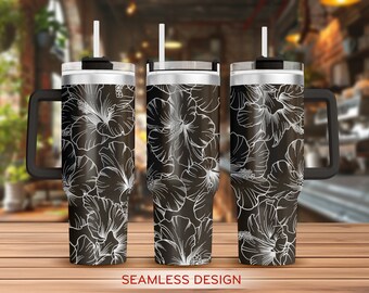 Hibiscus 40oz Tumbler Laser Engraving Wrap, Flower Tumbler Wrap Svg, 40oz Laser Engraved Svg,Laser Engraving Svg,SVG For Laser Rotary