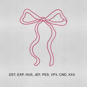 5 Size Monogram Bow Embroidery Design, Coquette Bow Embroidery Design, Bow Embroidery File, Embroidery Machines File