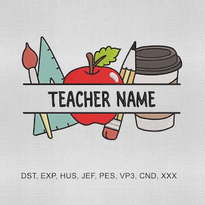 5 Size Teacher Custom Name Embroidery Design, Teacher Embroidery Design, Teacher Embroidery File, Embroidery Machines File