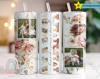 MAMA Photo Tumbler Wrap, Mother's Day Tumbler,Add Your Text Tumbler,Seamless Mom Tumbler,Picture Tumbler,Sublimation Design,Skinny 20oz Wrap