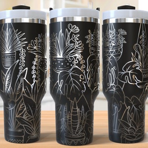 Plants 40oz Tumbler Laser Engraving Wrap, Plant Tumbler Wrap Svg, 40oz Laser Engraved Svg, Laser Engraving Svg,SVG For Laser Rotary