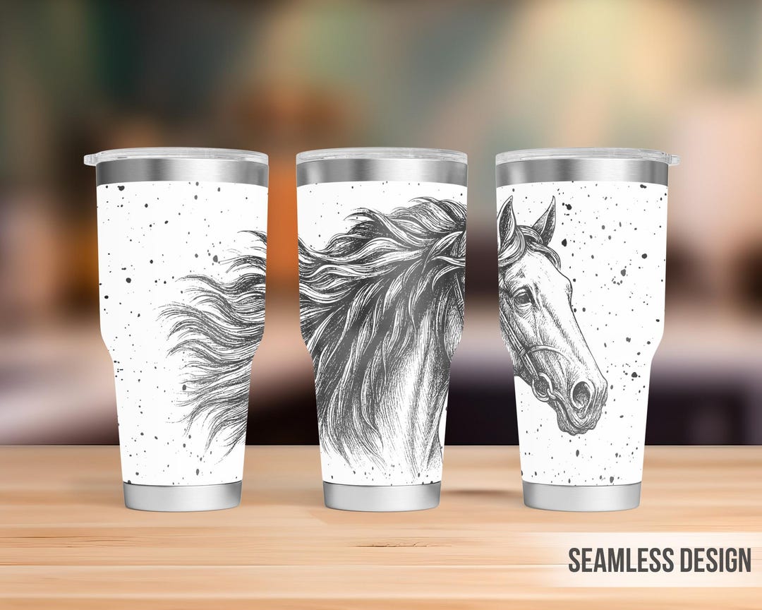 Horse Tumbler Laser Svg, Seamless Horse 30oz Tumbler Full Wrap Laser ...