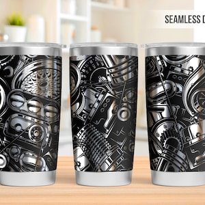 Envoltório para gravação a laser em copo de 20 onças da Gearhead, copo de motor de carro com laser SVG, SVG gravado a laser de 20 onças, SVG para gravação a laser rotativa a laser