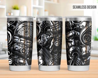 Gearhead 20oz Tumbler lasergravure wrap, automotor Tumbler Laser svg, 20oz laser gegraveerde Svg, lasergravure Svg, SVG voor roterende laser