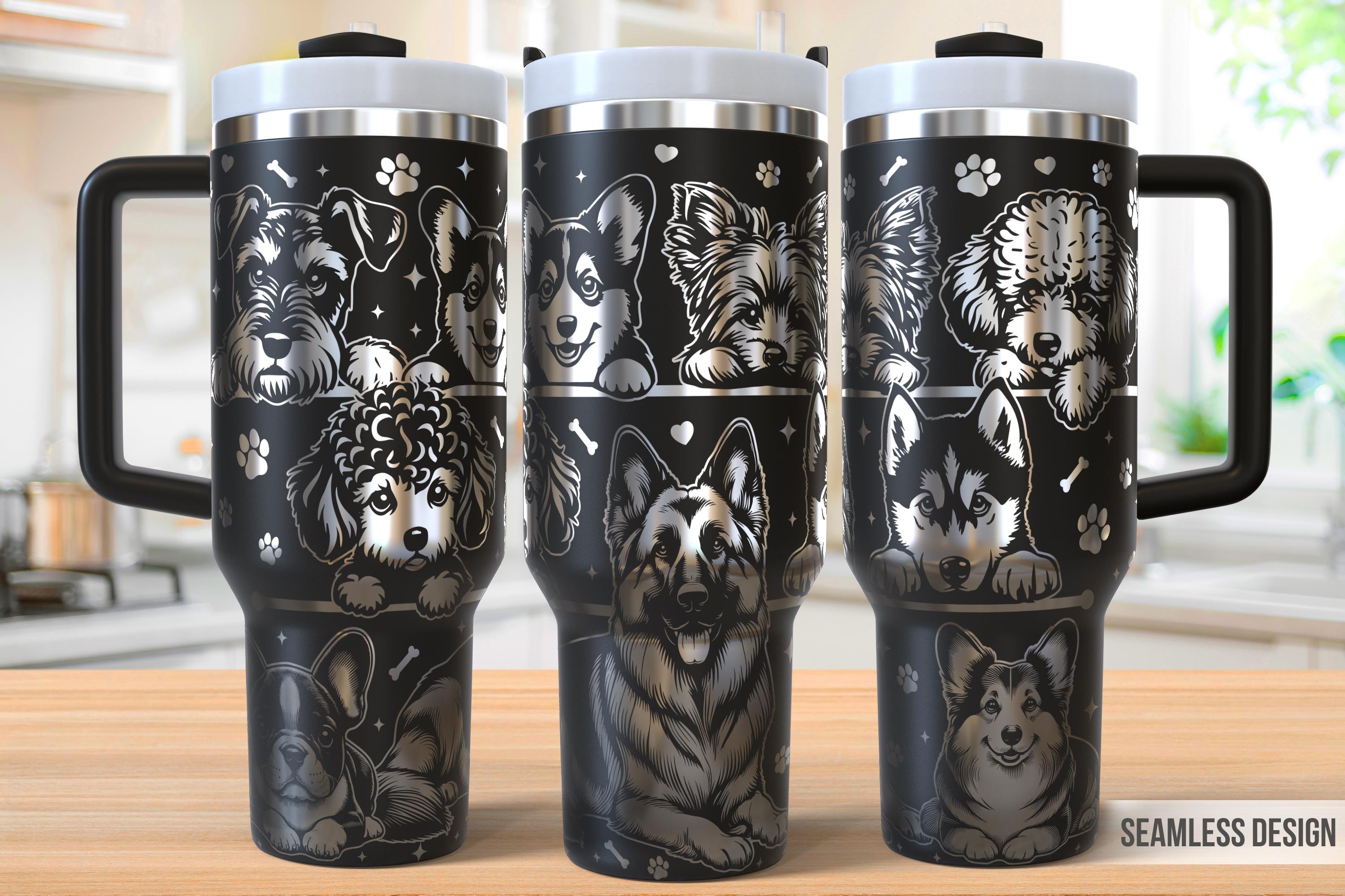 Dog Tumbler Laser Svg, Dog 40oz Tumbler Full Wrap Laser Svg, Laser Engraved Svg, Tumbler Laser File, Laser Svg For Tumbler