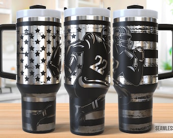 Vaso de fútbol americano SVG láser, vaso de fútbol personalizado de 40 oz con envoltura completa SVG láser, SVG grabado con láser, archivo láser para vaso, SVG para vaso