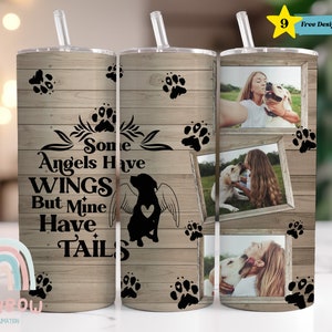 Dog Photo Frame Tumbler Wrap, Dog Tumbler Wrap, Pet Dog Memorial Photo Tumbler, Sublimation Designs Downloads - Skinny Tumbler 20oz Wrap