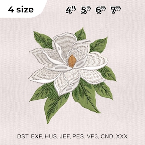 4 Size Magnolia Flower Embroidery Design, Magnolia Embroidery Design, Flower Embroidery Design, Embroidery Machines File