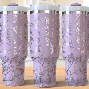 Peony 40oz Tumbler Laser Engraving Wrap, Flower Tumbler Wrap Svg, 40oz Laser Engraved Svg,Laser Engraving Svg,SVG For Laser Rotary