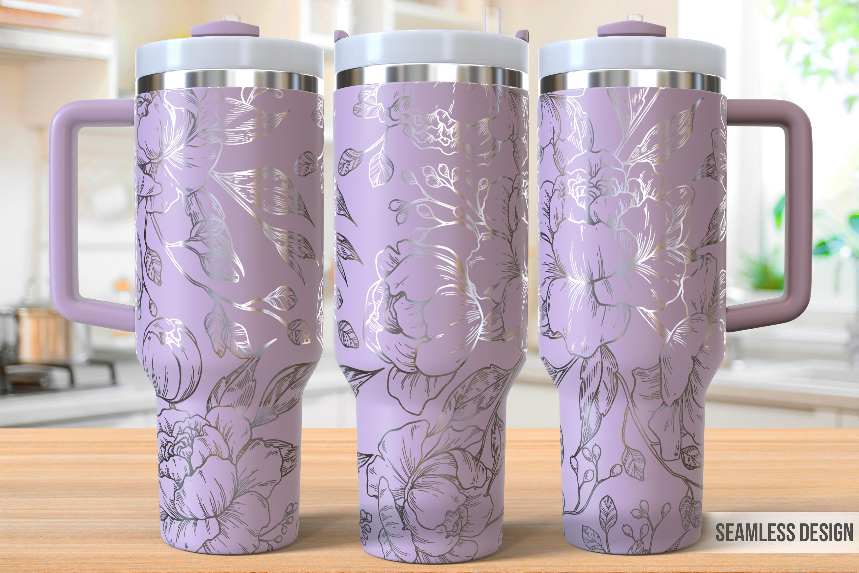 Peony 40oz Tumbler Laser Engraving Wrap, Flower Tumbler Wrap Svg, 40oz Laser Engraved Svg,Laser Engraving Svg,SVG For Laser Rotary