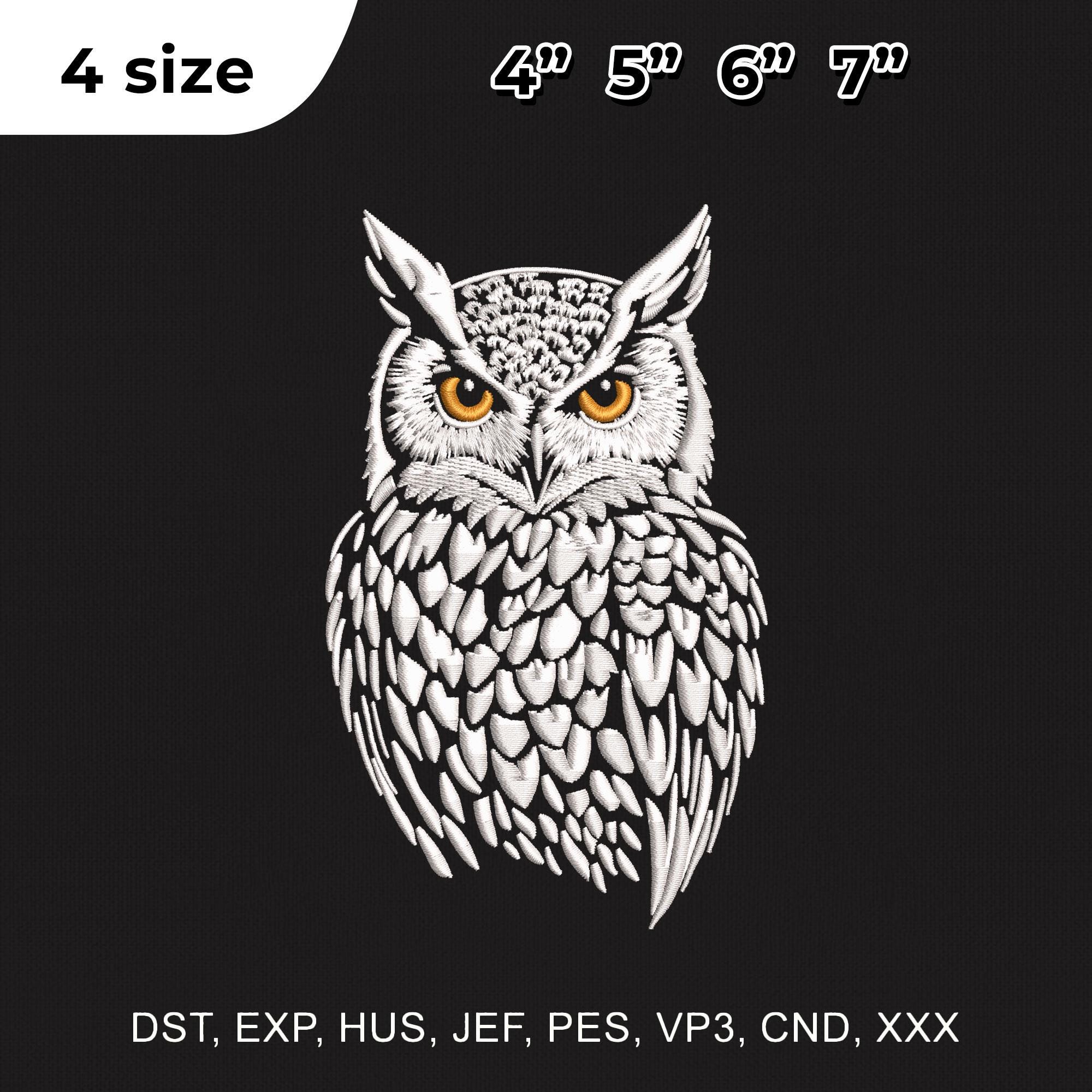 4 Size White Owl Embroidery Design, Owl Embroidery Design, Embroidery Design, Embroidery Machines Fi