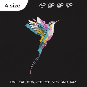 4 Size Hummingbird Embroidery Design, Hummingbird Embroidery Design, Bird Embroidery Design, Embroidery Machines File