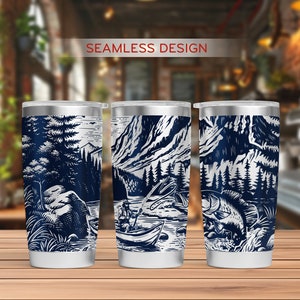 Pesca de lubina 20oz vaso grabado láser envoltura, pesca vaso envoltura svg, 20oz láser grabado svg, grabado láser svg, SVG para láser rotativo