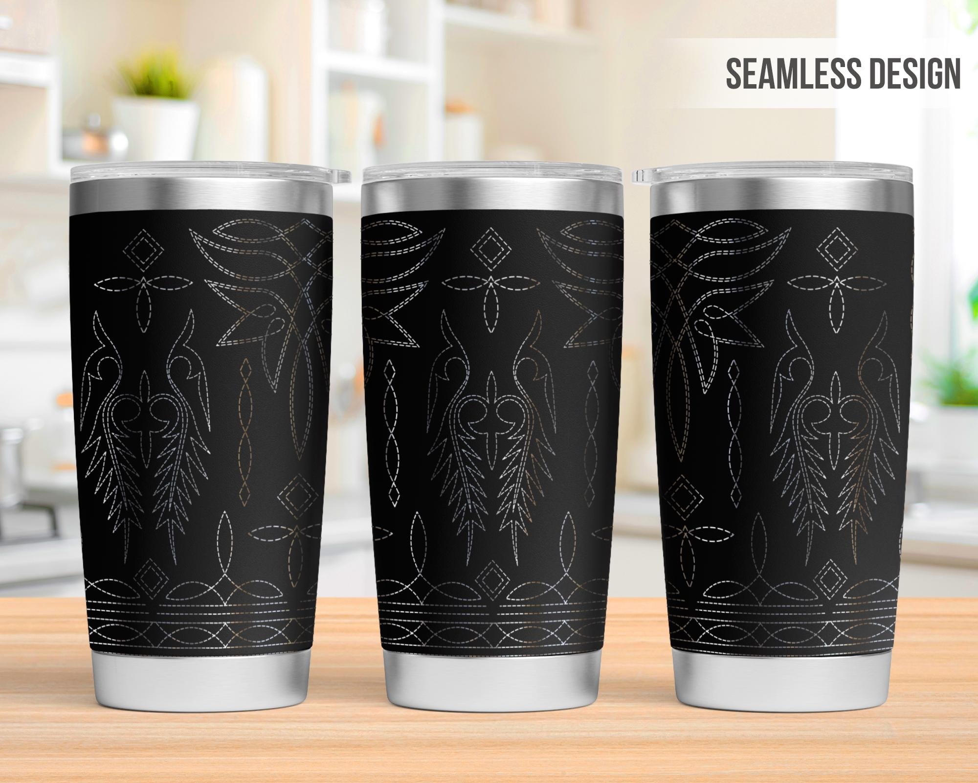 Western boot stitching 20oz Tumbler Laser Engraving Wrap, Boot Stitch Full Wrap Laser Svg, Laser Engraved Svg,Tumbler Laser File,Tumbler SVG