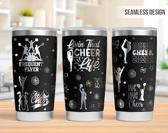 Cheerleader 20oz Tumbler Laser Engraving Wrap,Cheer Life Tumbler Laser svg, 20oz Laser Engraved Svg,Laser Engraving Svg,SVG For Laser Rotary