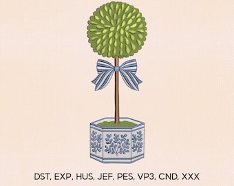 5 Size Willow Topiary Embroidery Design, Chinoiserie Willow Tree Embroidery Design, Embroidery Machines File