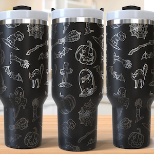 Halloween Tumbler Laser Svg, Spooky Vibes 40oz Tumbler Full Wrap Laser Svg,  Laser Engraved Svg, Tumbler Laser File, Laser Svg For Tumbler